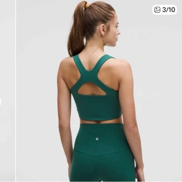 💚 Lululemon Storm Teal Bend this scoop and cross Sports Bra size S/M - Picture 3 of 6